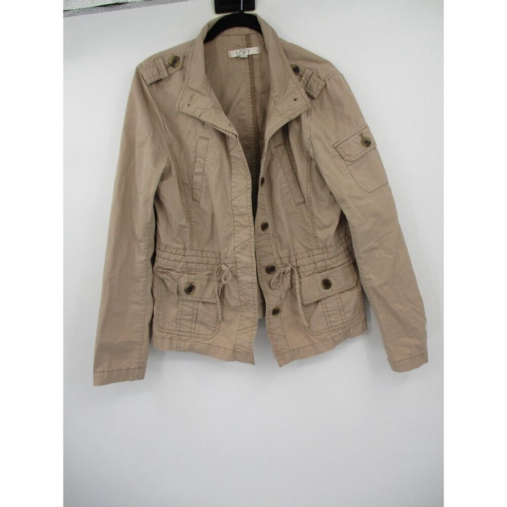 Loft Womens Jacket Medium Button Front Cargo Tan … - image 2